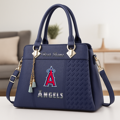 LIMITED EDITION - NEW CUSTOMIZED MLB27 LAA LOS ANGELES ANGELS ZIP HANDBAG MULTICOLOR