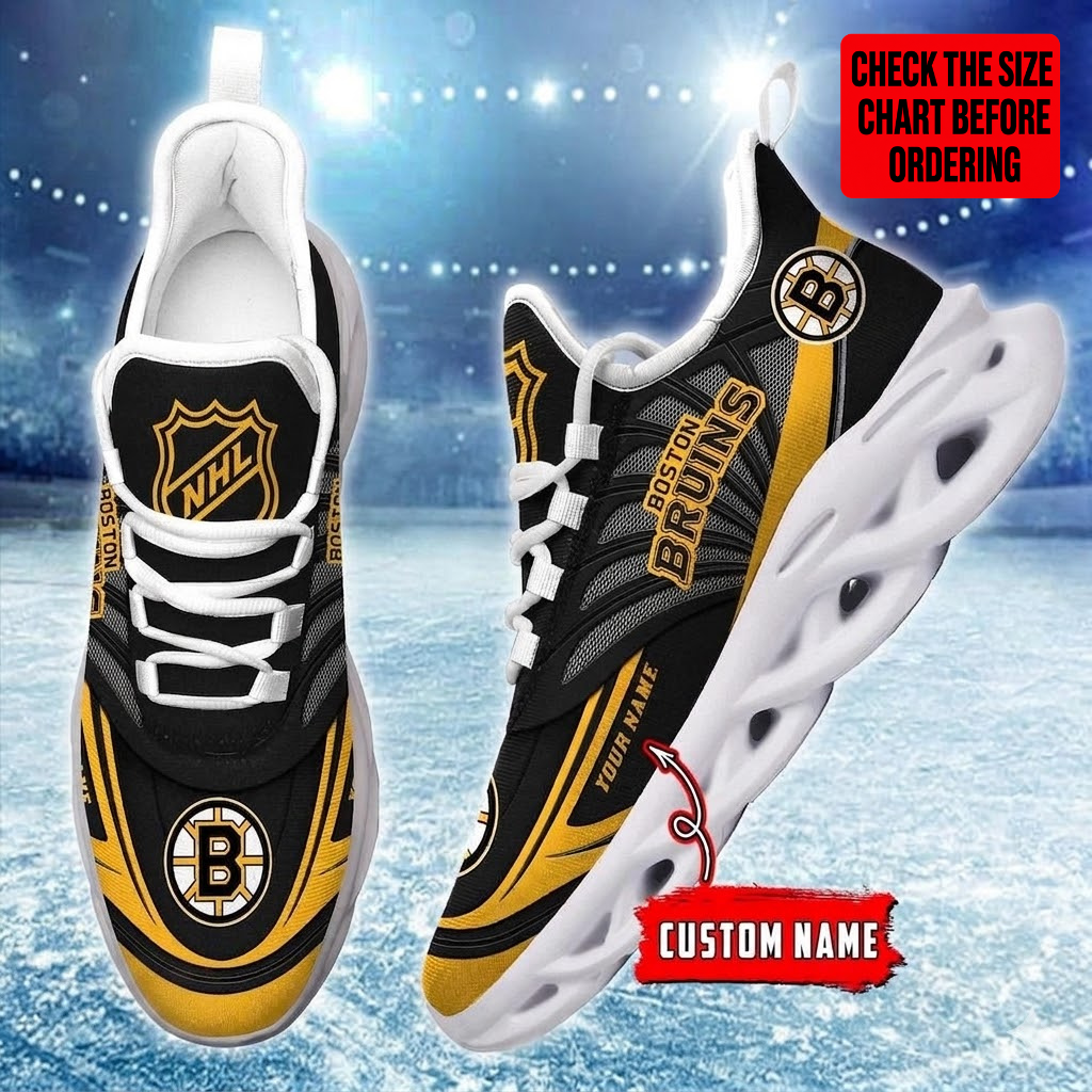 [SUPER SALE] NEW CUSTOMIZED NHL02 BTB BOSTON BRUINS CLUNKY SNEAKERS