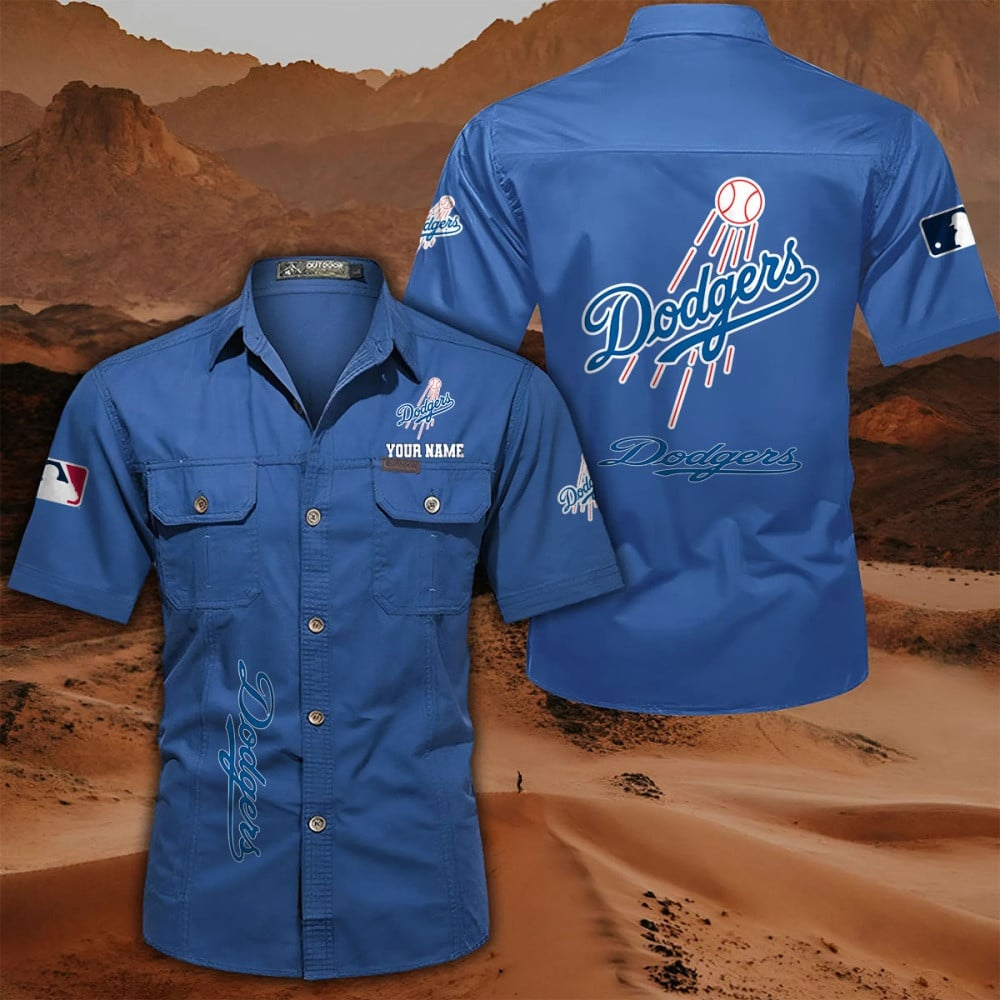 LIMITED EDITION - NEW CUSTOMIZED MLB02 LAD LOS ANGELES DODGERS MEN'S CARGO SHIRT