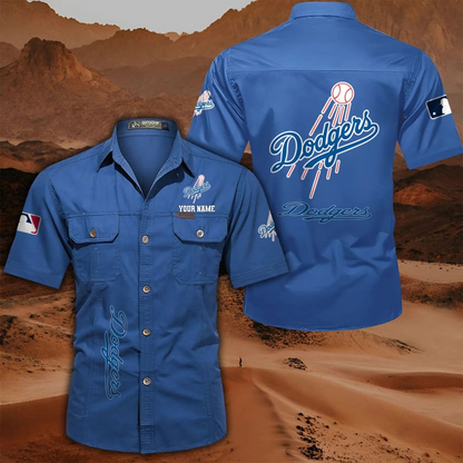 LIMITED EDITION - NEW CUSTOMIZED MLB02 LAD LOS ANGELES DODGERS MEN'S CARGO SHIRT