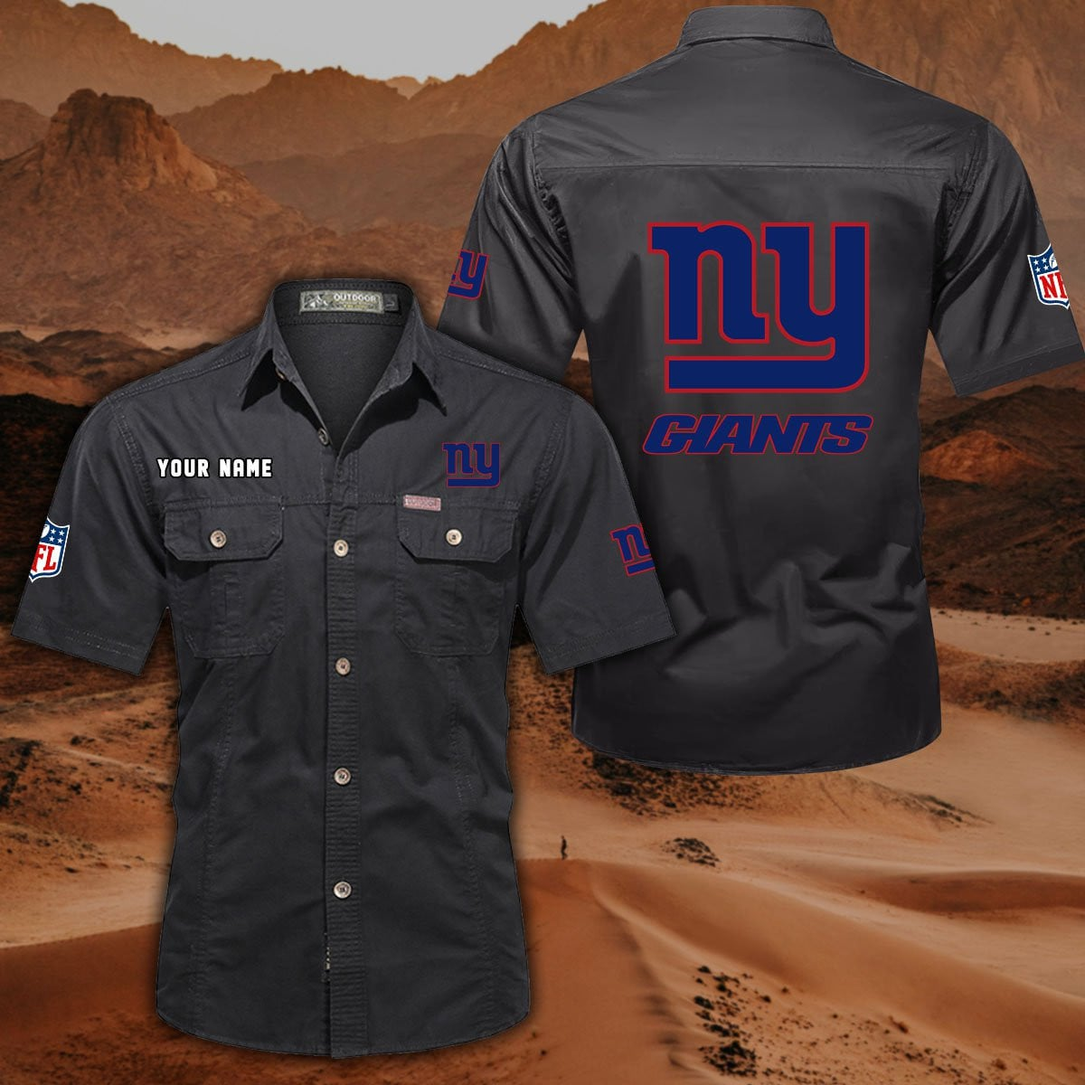 SPECIAL EDITION - NEW CUSTOMIZED NFL32 NYG NEW YORK GIANTS MUTICOLOR MEN'S CARGO SHIRT