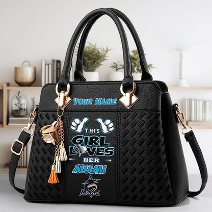 LIMITED EDITION - NEW CUSTOMIZED MLB20 MMS MIAMI MARLINS ZIP HANDBAG MULTICOLOR