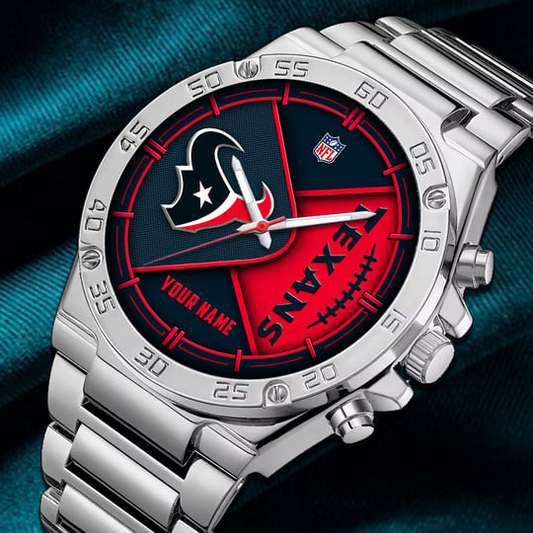 LIMITED EDITION - NEW CUSTOMIZED NFL15 HTT HOUSTON TEXANS LUXURY STAINLESS STEEL WATCH