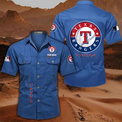 LIMITED EDITION - NEW CUSTOMIZED MLB08 TRS TEXAS RANGERS MEN'S CARGO SHIRT