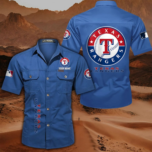 LIMITED EDITION - NEW CUSTOMIZED MLB08 TRS TEXAS RANGERS MEN'S CARGO SHIRT