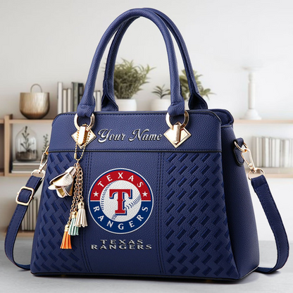 LIMITED EDITION - NEW CUSTOMIZED MLB08 TRS TEXAS RANGERS ZIP HANDBAG MULTICOLOR