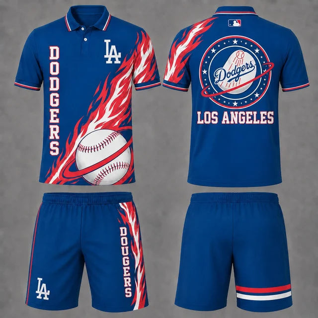 [FLASH SALE] NEW CUSTOMIZED MLB02 LAD LOS ANGELES DODGERS POLO SHIRT & SHORT PANTS SET