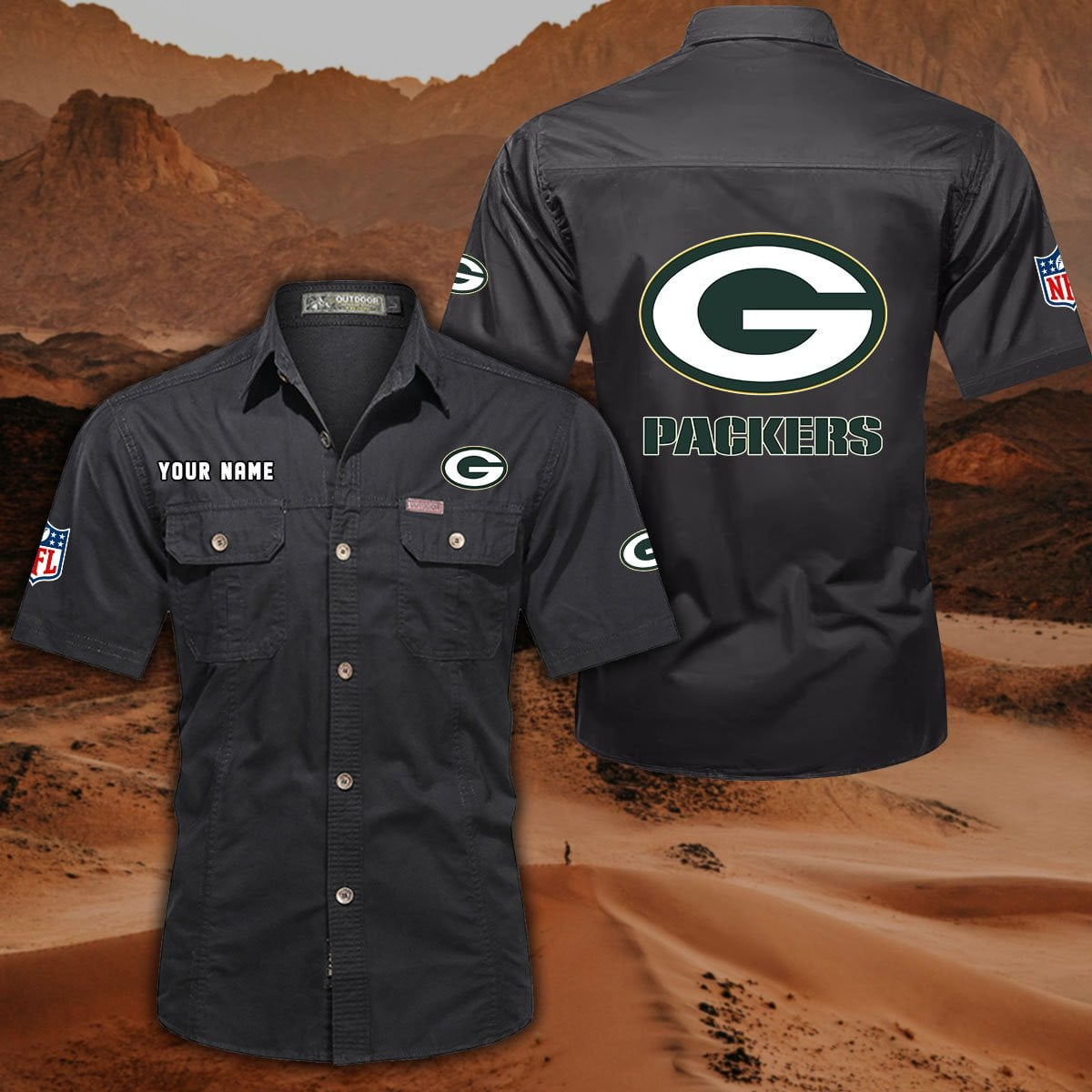 SPECIAL EDITION - NEW CUSTOMIZED NFL08 GBP GREEN BAY PACKERS MUTICOLOR MEN'S CARGO SHIRT