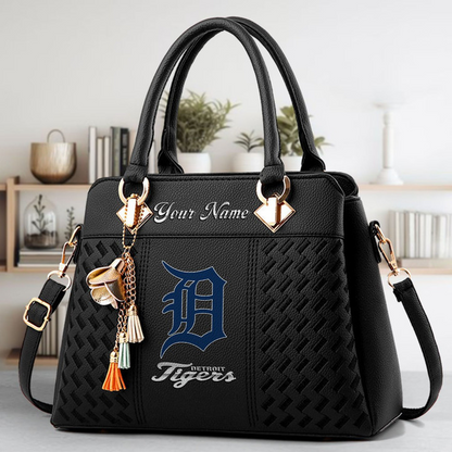 LIMITED EDITION - NEW CUSTOMIZED MLB16 DTS DETROIT TIGERS ZIP HANDBAG MULTICOLOR