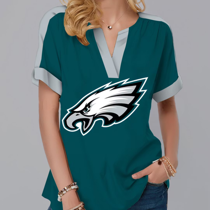 LIMITED EDITION - NEW CUSTOMIZED NFL02 PPE PHILADELPHIA EAGLES V-NECK FEMALE SHIRT