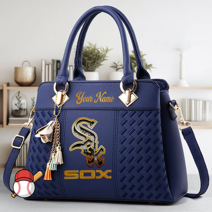 LIMITED EDITION - NEW CUSTOMIZED MLB26 CWS CHICAGO WHITE SOX ZIP HANDBAG MULTICOLOR