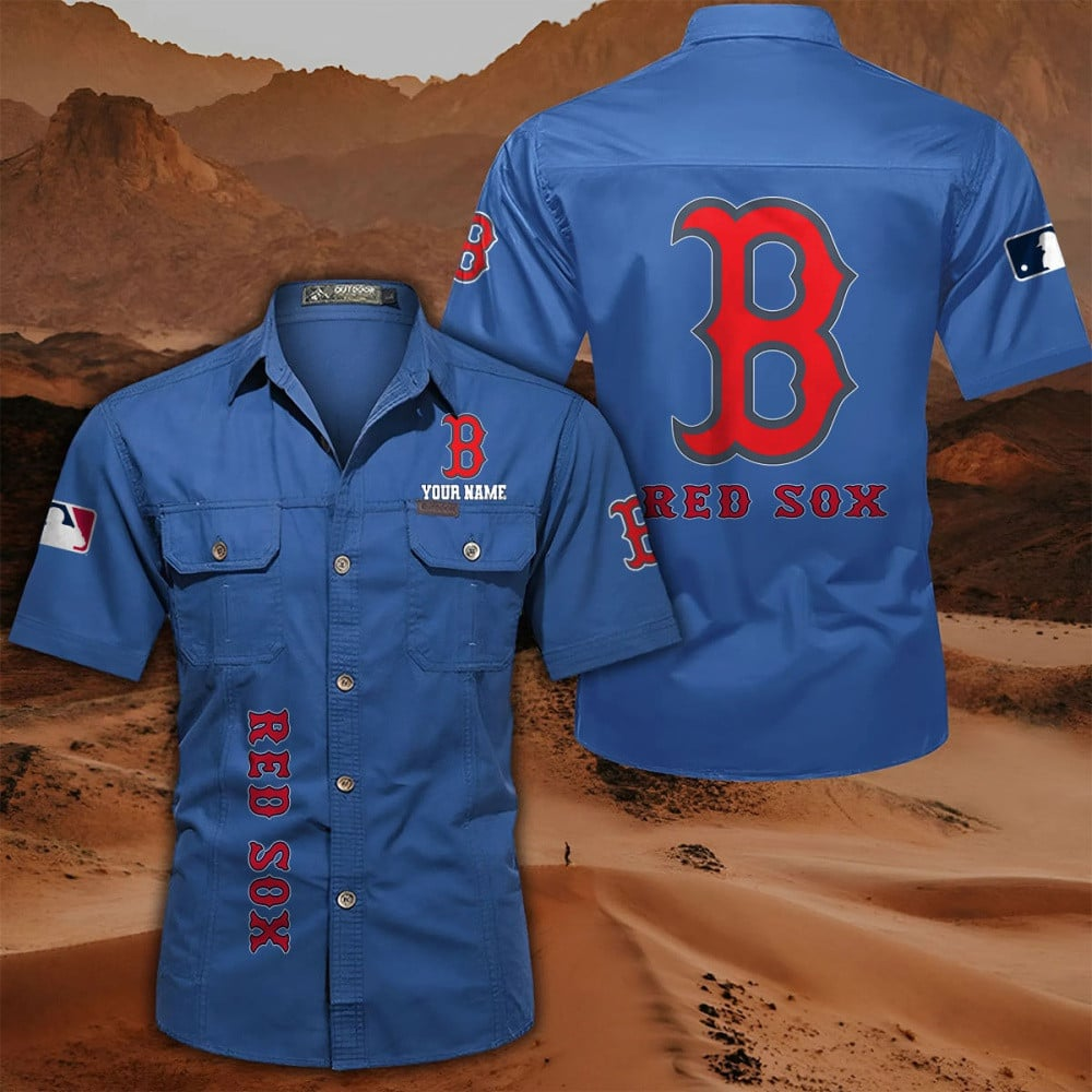 LIMITED EDITION - NEW CUSTOMIZED MLB03 BRS BOSTON RED SOX MEN'S CARGO SHIRT