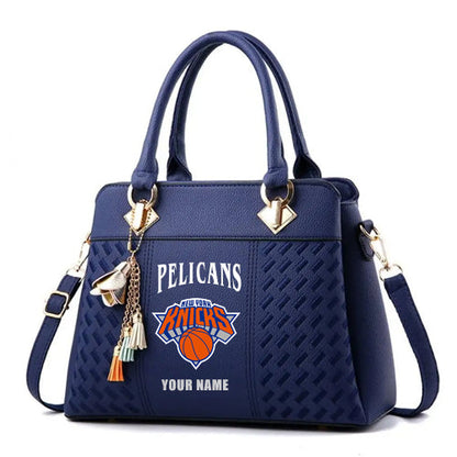 LIMITED EDITION - NEW CUSTOMIZED NBA04 NYK NEW YORK KNICKS ZIP HANDBAG MULTICOLOR