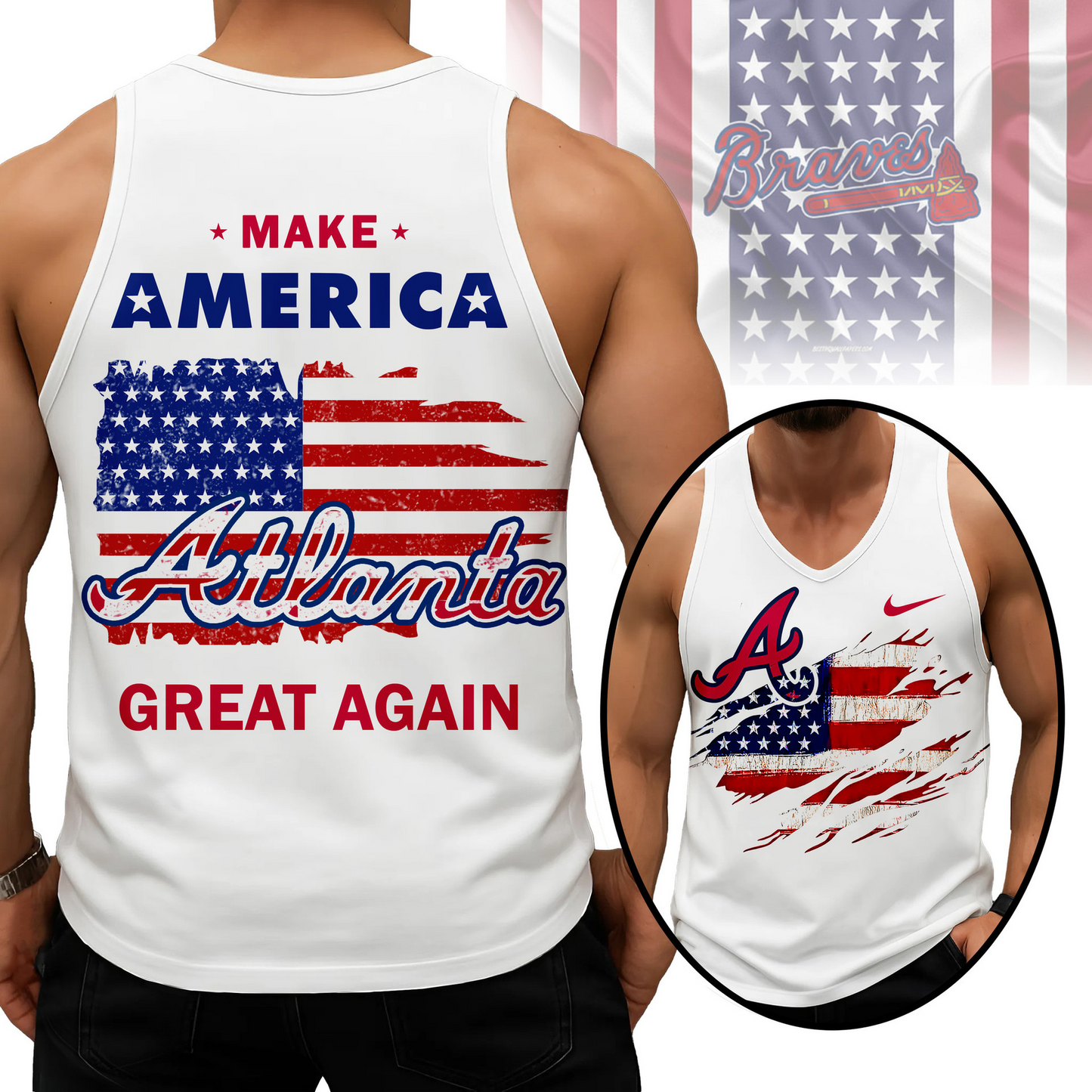LIMITED EDITION - NEW CUSTOMIZED MLB09 ABS ATLANTA BRAVES UNISEX TANK TOP