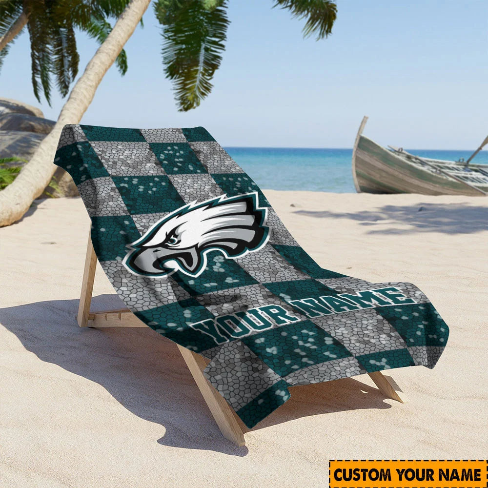 LIMITED EDITION - NEW CUSTOMIZED NFL02 PPE PHILADELPHIA EAGLES BEACH TOWEL