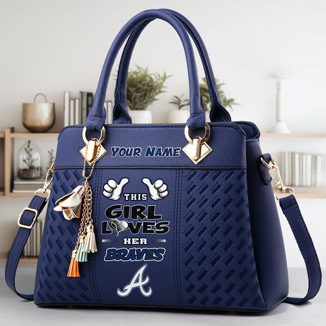 LIMITED EDITION - NEW CUSTOMIZED MLB09 ABS ATLANTA BRAVES ZIP HANDBAG MULTICOLOR