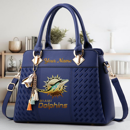LIMITED EDITION - NEW CUSTOMIZED NFL19 MDP MIAMI DOLPHINS LUXURY HANDBAG IN MULTIPLE COLORS