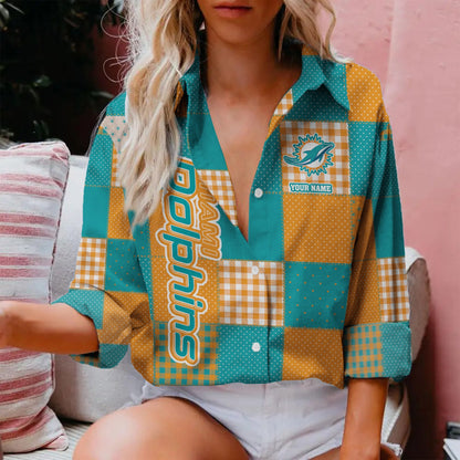 LIMITED EDITION - NEW CUSTOMIZED NFL19 MDP MIAMI DOLPHINS WOMEN CASUAL SHIRT FOR FAN