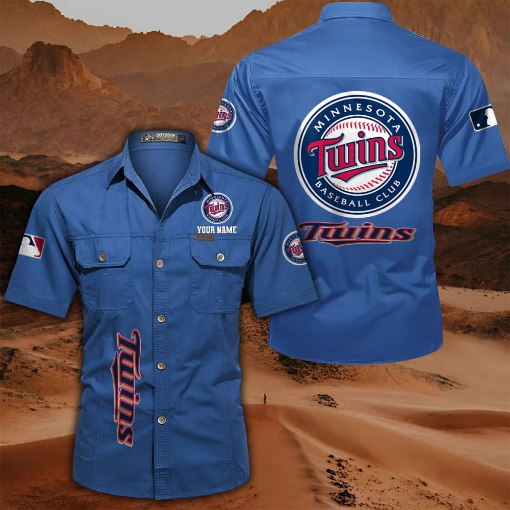 LIMITED EDITION - NEW CUSTOMIZED MLB22 MTS MINNESOTA TWINS MEN'S CARGO SHIRT