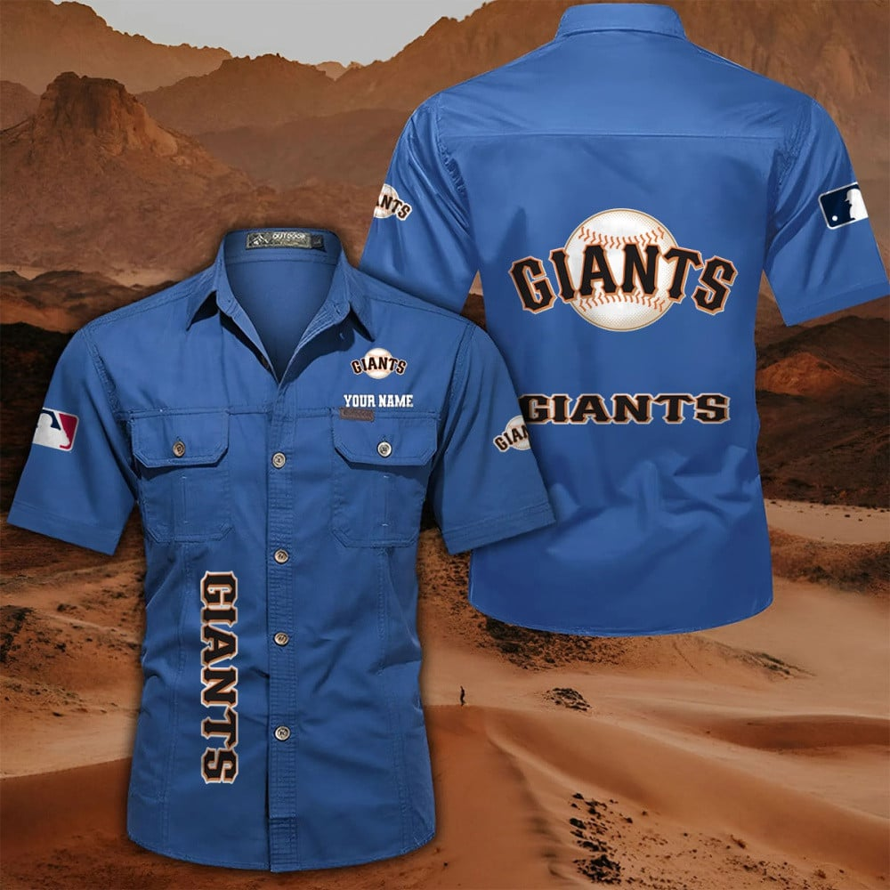 LIMITED EDITION - NEW CUSTOMIZED MLB06 SFG SAN FRANCISCO GIANTS MEN'S CARGO SHIRT