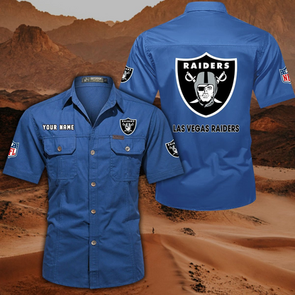 SPECIAL EDITION - NEW CUSTOMIZED NFL07 LVR LAS VEGAS RAIDERS MUTICOLOR MEN'S CARGO SHIRT