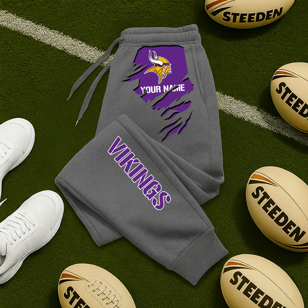 LIMITED EDITION - NEW PERSONALIZED NFL05 MVK MINNESOTA VIKINGS JOGGERS