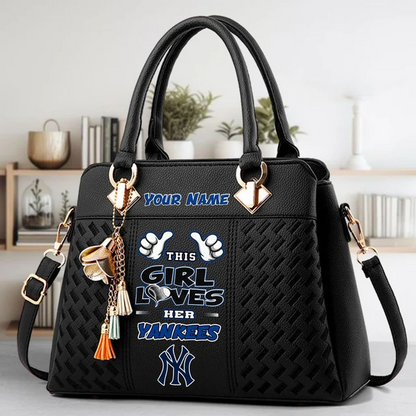 LIMITED EDITION - NEW CUSTOMIZED MLB01 NYY NEW YORK YANKEES ZIP HANDBAG MULTICOLOR