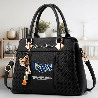 LIMITED EDITION - NEW CUSTOMIZED MLB21 TBR TAMPA BAY RAYS ZIP HANDBAG MULTICOLOR