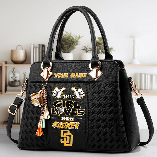 LIMITED EDITION - NEW CUSTOMIZED MLB18 SDP SAN DIEGO PADRES ZIP HANDBAG MULTICOLOR