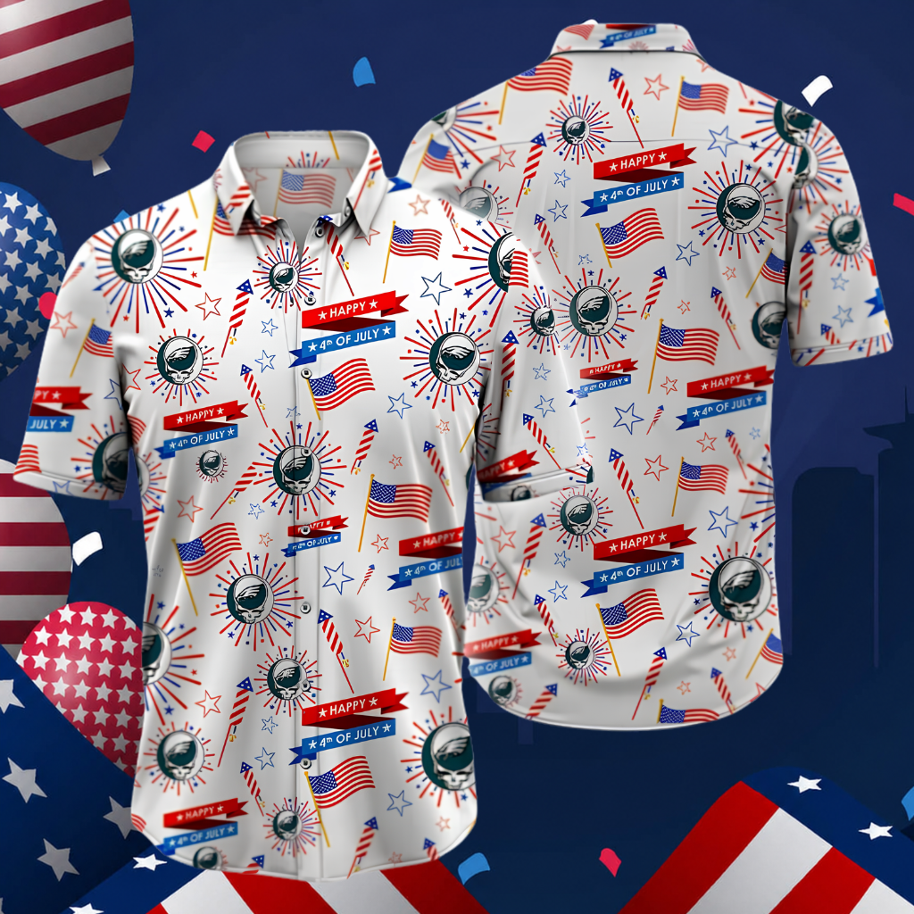 LIMITED EDITION - NEW CUSTOMIZED NFL02 PPE PHILADELPHIA EAGLES PATRIOTIC 250 USA HAWAIIAN SHIRT