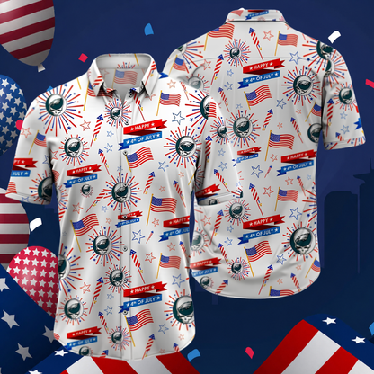 LIMITED EDITION - NEW CUSTOMIZED NFL02 PPE PHILADELPHIA EAGLES PATRIOTIC 250 USA HAWAIIAN SHIRT
