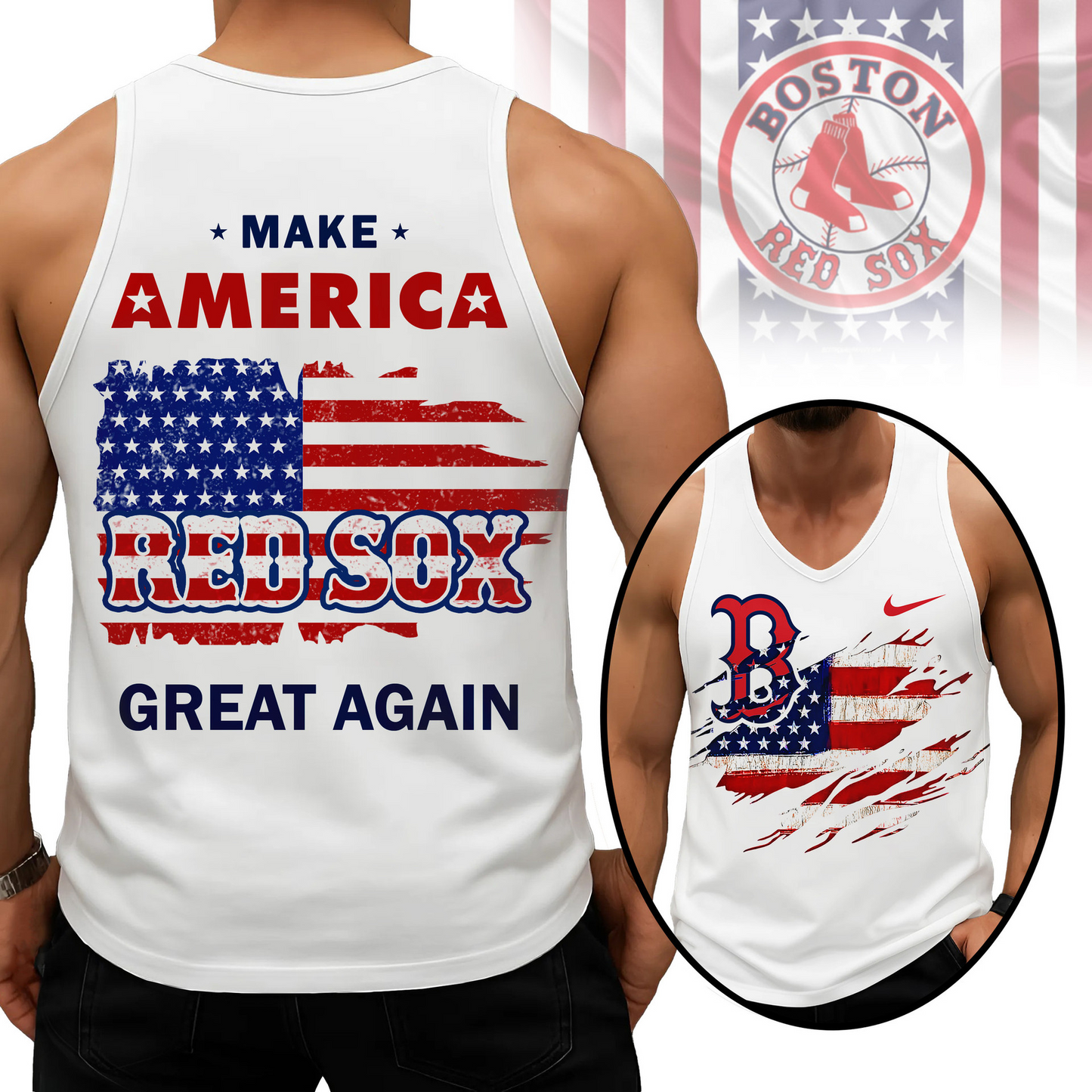 LIMITED EDITION - NEW CUSTOMIZED MLB03 BRS BOSTON RED SOX UNISEX TANK TOP