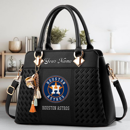 LIMITED EDITION - NEW CUSTOMIZED MLB10 HAS HOUSTON ASTROS ZIP HANDBAG MULTICOLOR