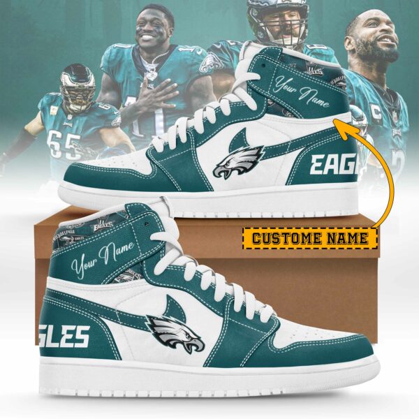 LIMITED EDITION - NEW CUSTOMIZED NFL02 PPE PHILADELPHIA EAGLES AIR JORDAN SNEAKERS