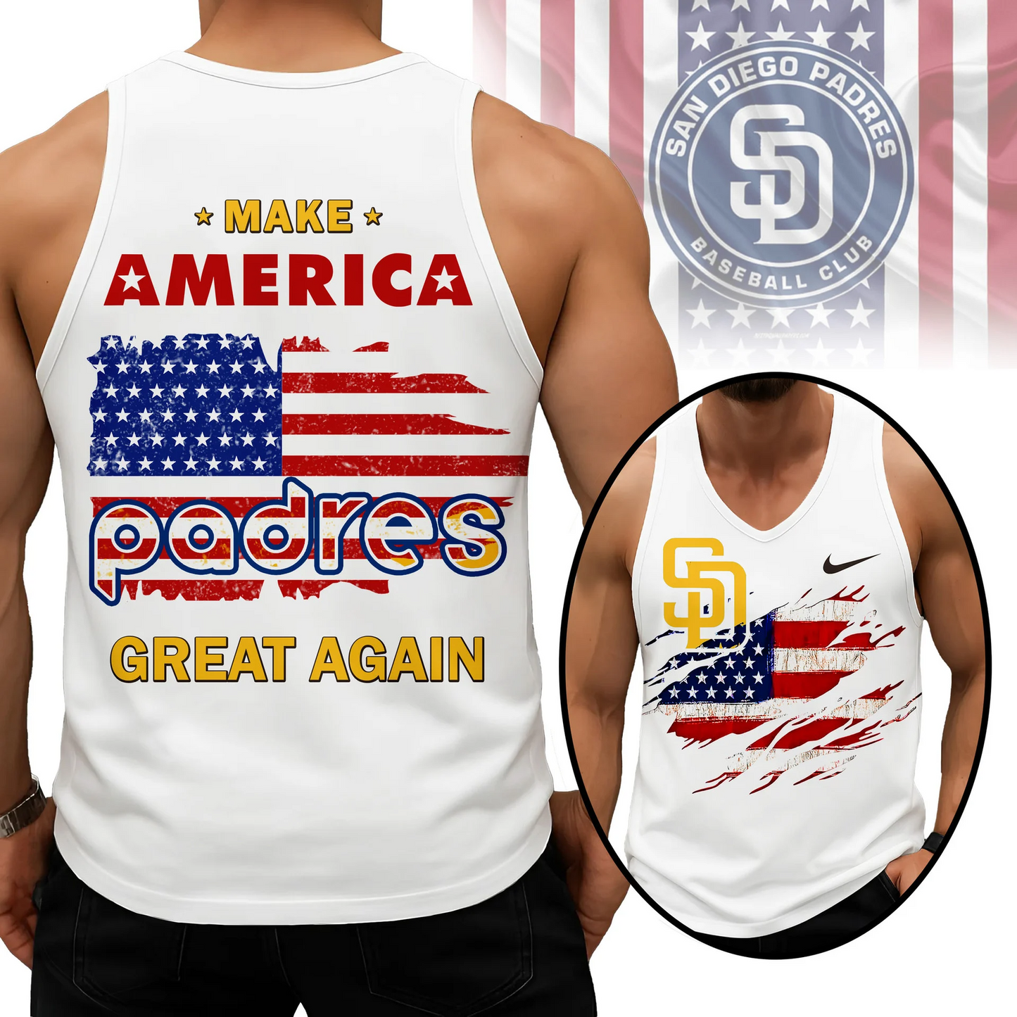 LIMITED EDITION - NEW CUSTOMIZED MLB18 SDP SAN DIEGO PADRES UNISEX TANK TOP