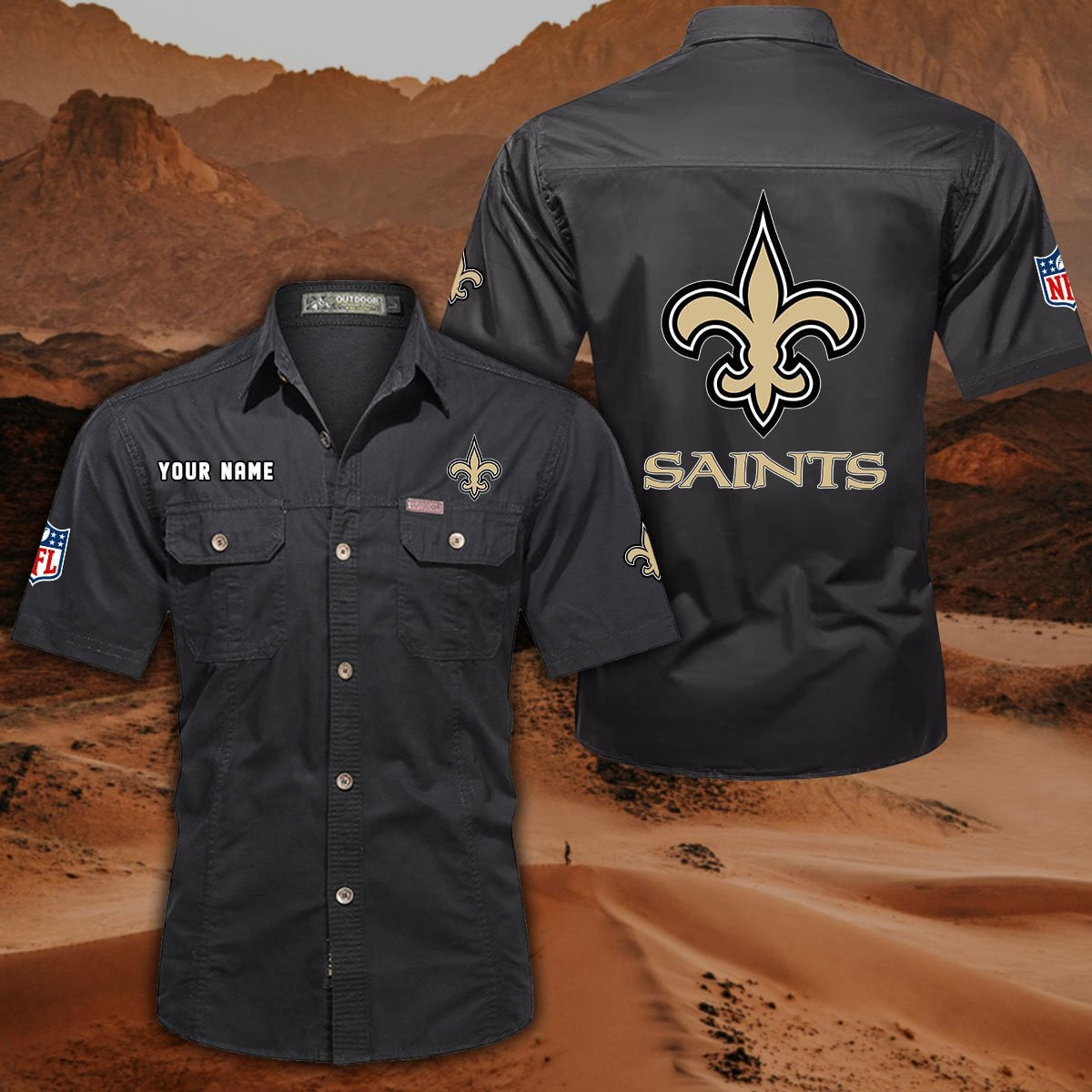SPECIAL EDITION - NEW CUSTOMIZED NFL24 NOS NEW ORLEANS SAINTS MUTICOLOR MEN'S CARGO SHIRT