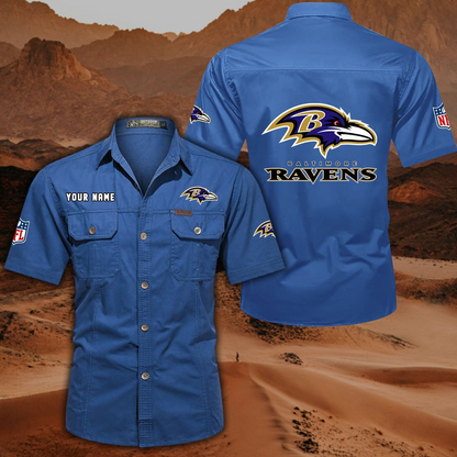 SPECIAL EDITION - NEW CUSTOMIZED NFL28 BTR BALTIMORE RAVENS MUTICOLOR MEN'S CARGO SHIRT