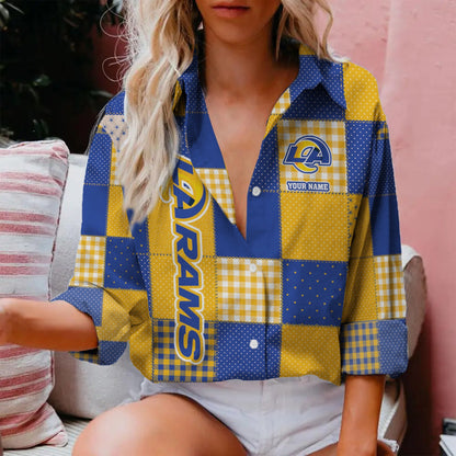 LIMITED EDITION - NEW CUSTOMIZED NFL22 LAR LOS ANGELES RAMS WOMEN CASUAL SHIRT FOR FAN