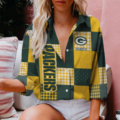 LIMITED EDITION - NEW CUSTOMIZED NFL08 GBP GREEN BAY PACKERS WOMEN CASUAL SHIRT FOR FAN