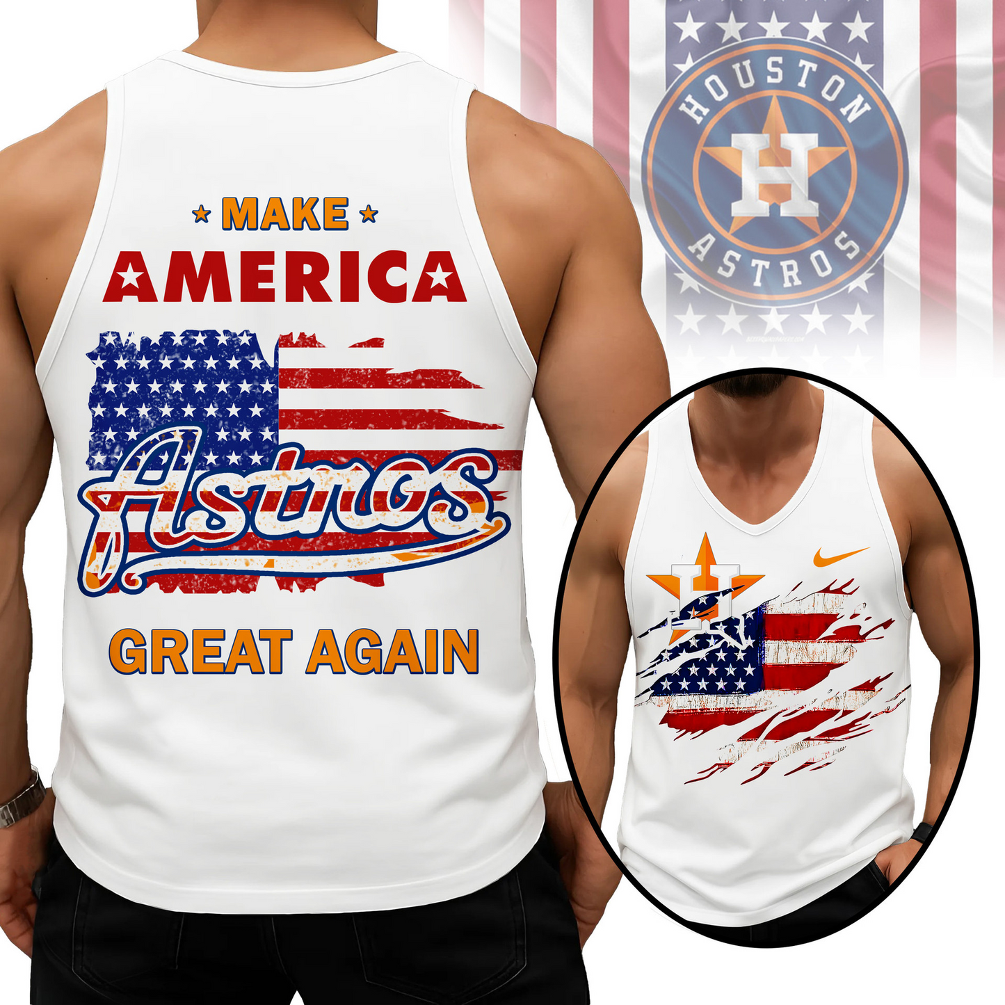 LIMITED EDITION - NEW CUSTOMIZED MLB10 HAS HOUSTON ASTROS UNISEX TANK TOP