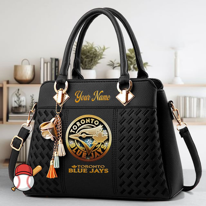 LIMITED EDITION - NEW CUSTOMIZED MLB12 TBJ TORONTO BLUE JAYS ZIP HANDBAG MULTICOLOR