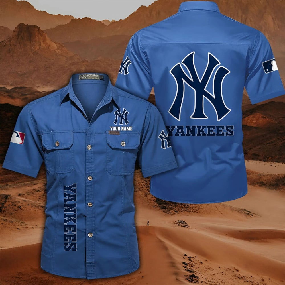 LIMITED EDITION - NEW CUSTOMIZED MLB01 NYY NEW YORK YANKEES MEN'S CARGO SHIRT