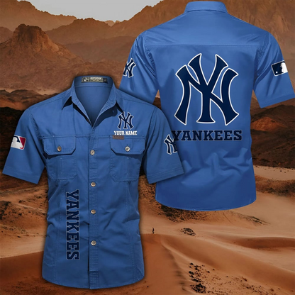 LIMITED EDITION - NEW CUSTOMIZED MLB01 NYY NEW YORK YANKEES MEN'S CARGO SHIRT