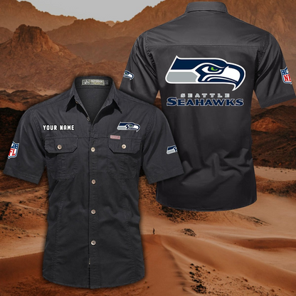 SPECIAL EDITION - NEW CUSTOMIZED NFL06 SSH SEATTLE SEAHAWKS MUTICOLOR MEN'S CARGO SHIRT