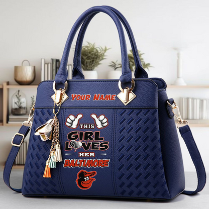 LIMITED EDITION - NEW CUSTOMIZED MLB25 BOS BALTIMORE ORIOLES ZIP HANDBAG MULTICOLOR