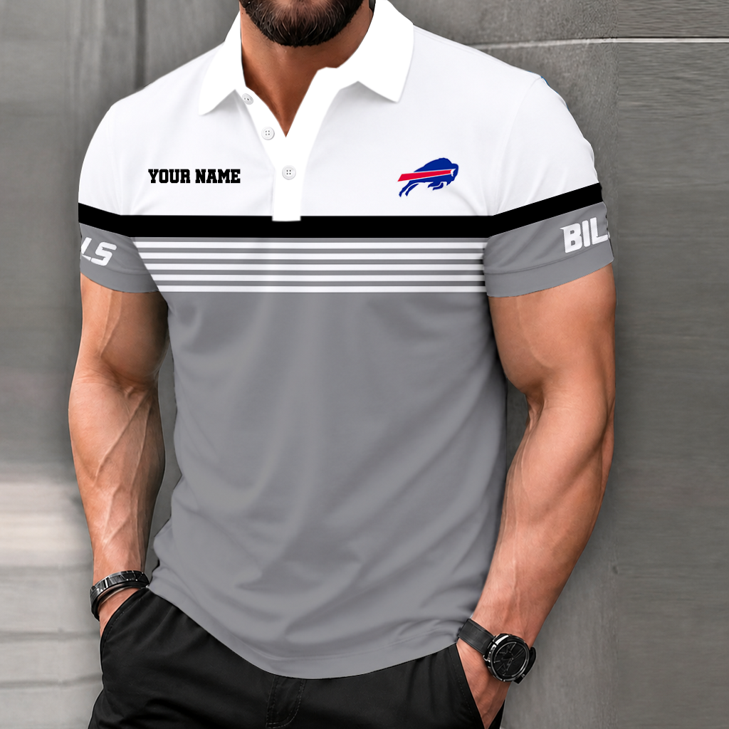 LIMITED EDITION - NEW CUSTOMIZED NFL03 BFB BUFFALO BILLS POLO SHIRT