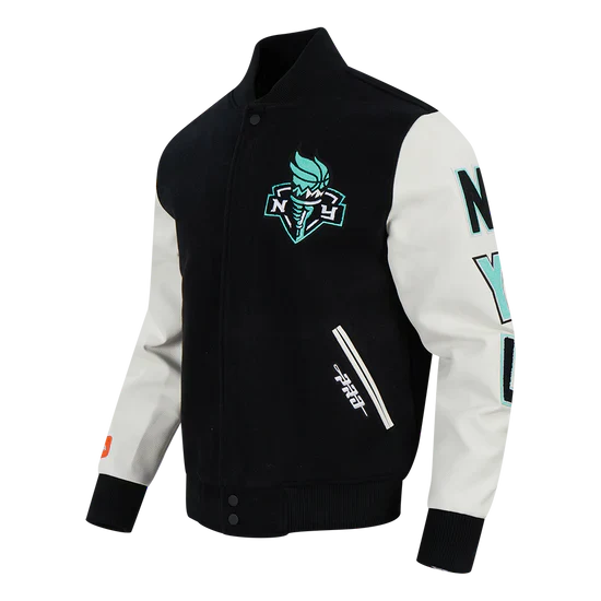 LIMITED EDITION - NEW CUSTOMIZED WNBA10 NYL NY LIBERTY BASEBALL JACKET, SATIN VARSITY JACKET 02