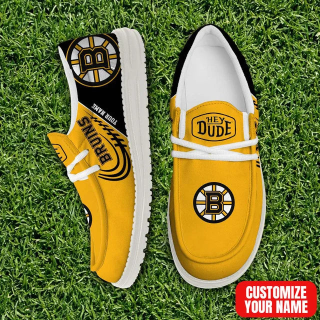 [SUPER SALE] NEW CUSTOMIZED NHL02 BTB BOSTON BRUINS PREMIUM LOAFER SHOES