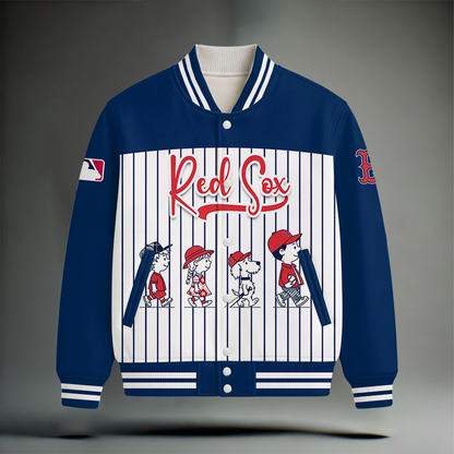 LIMITED EDITION - NEW CUSTOMIZED MLB03 BRS BOSTON RED SOX SNOOPY STYLE SATIN VARSITY & BASEBALL JACKET