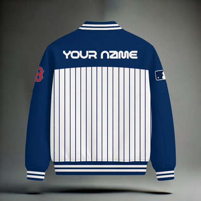 LIMITED EDITION - NEW CUSTOMIZED MLB03 BRS BOSTON RED SOX SNOOPY STYLE SATIN VARSITY & BASEBALL JACKET